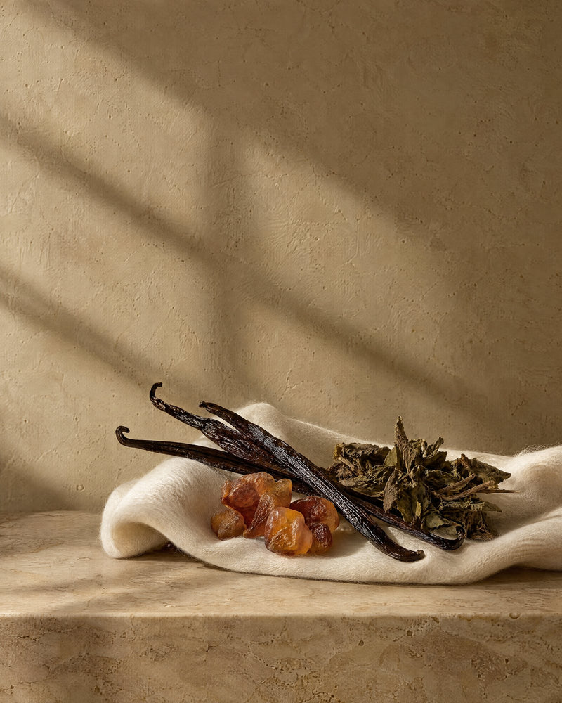 Base: Vanilla · Benzoin · White musk · Patchouli